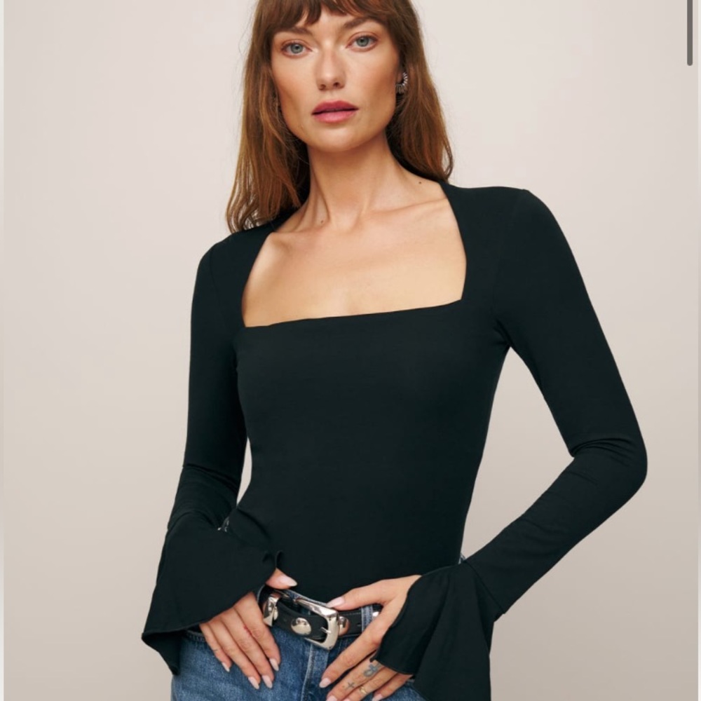 Reformation Black Crew Neck Sweater